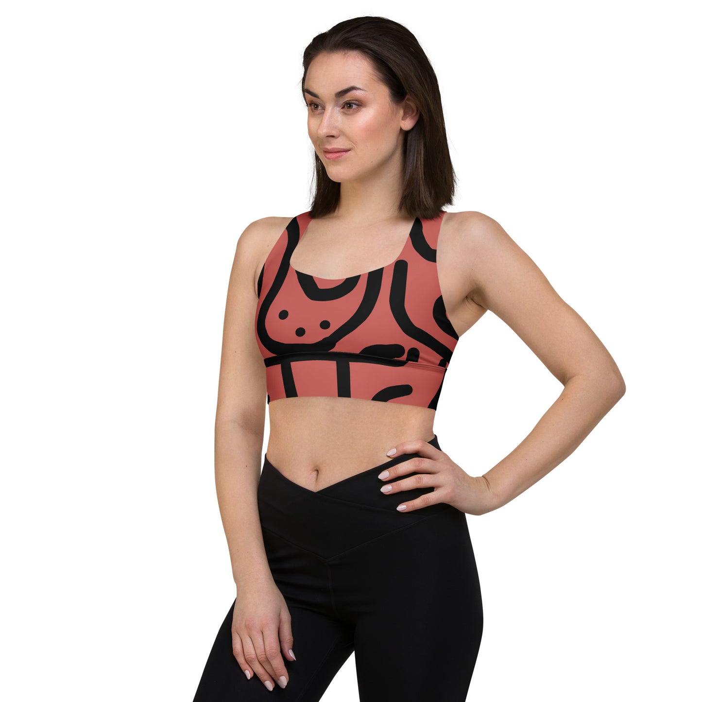 Bespoke Curvy Print - Rosy Pink - Longline sports bra