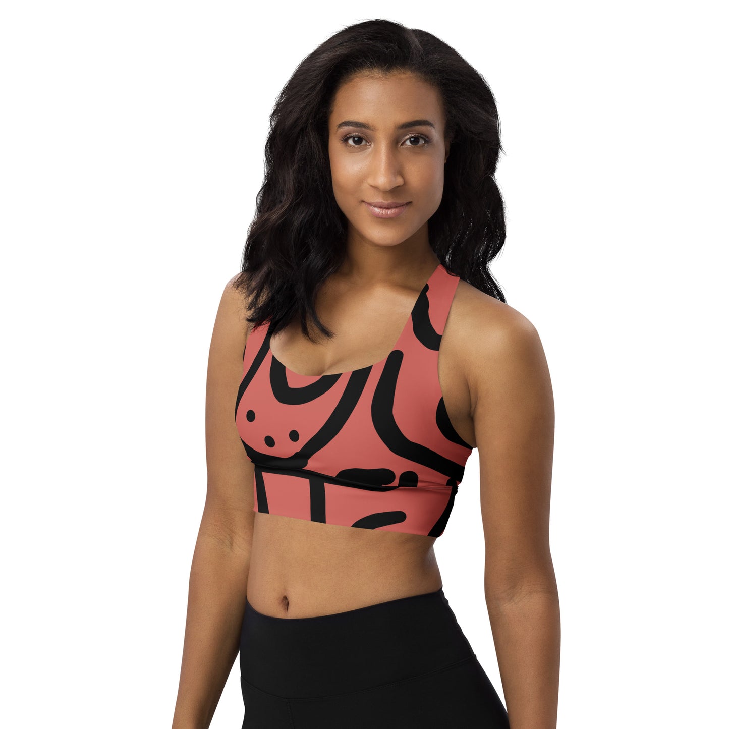 Bespoke Curvy Print - Rosy Pink - Longline sports bra