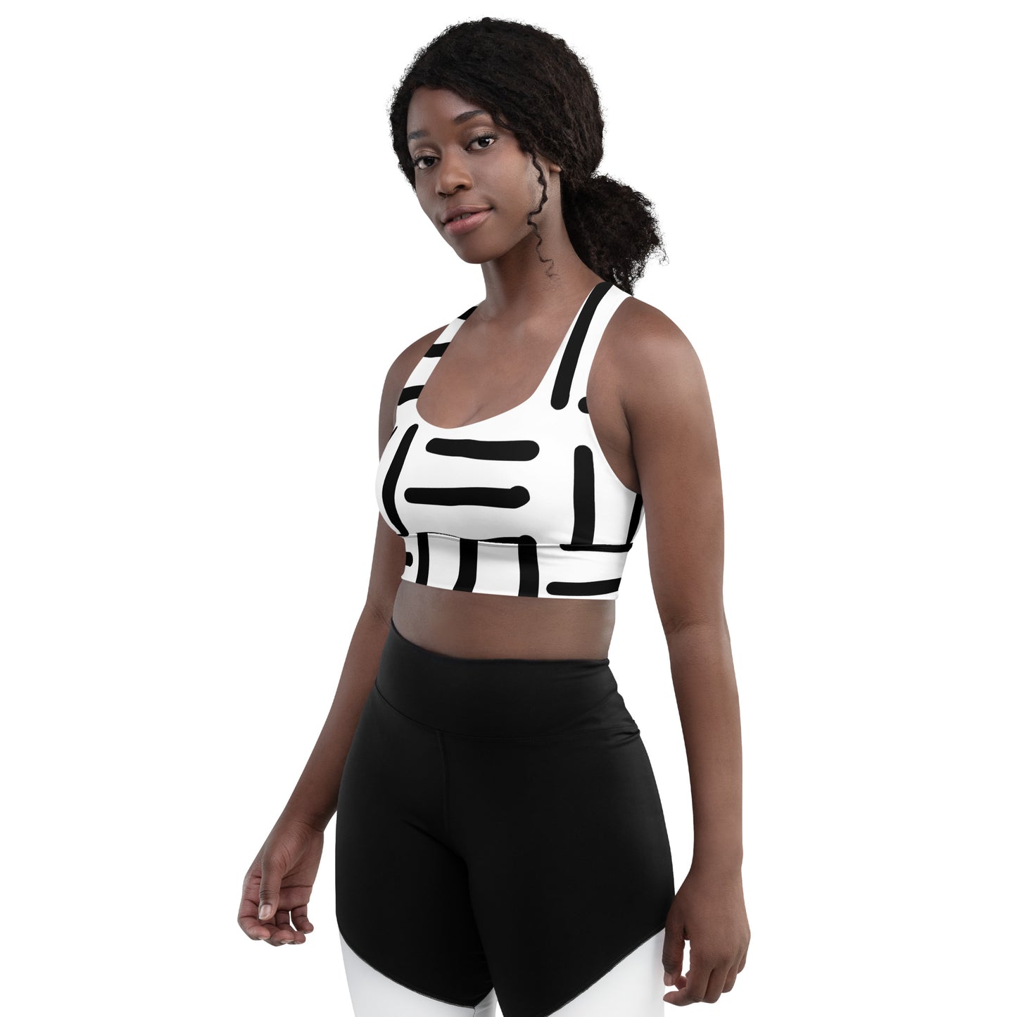 Bespoke Print ll - Black and White - Longline sports bra