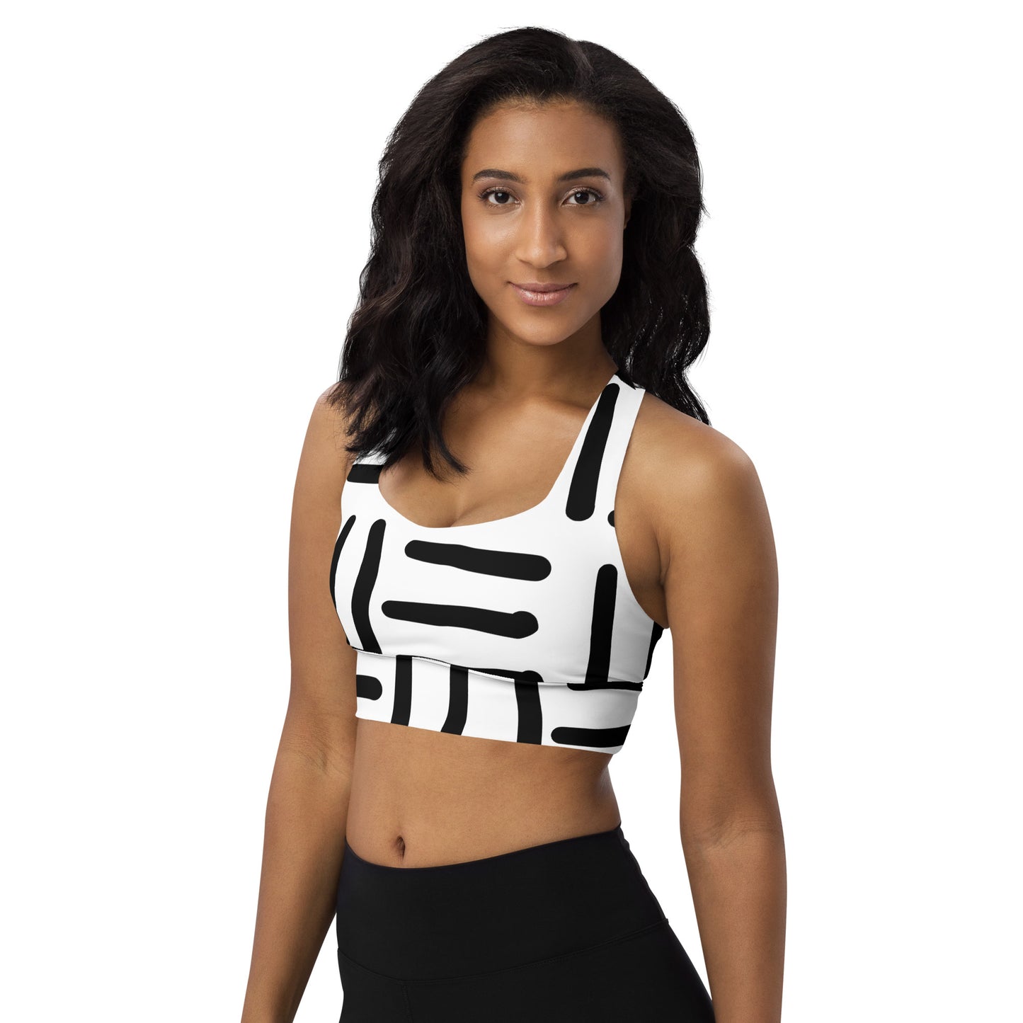 Bespoke Print ll - Black and White - Longline sports bra