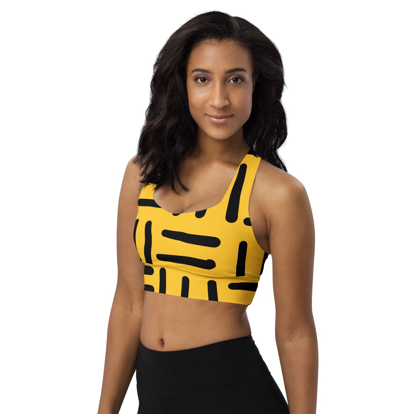 Bespoke Prints - Yellow and Black- Longline sports bra