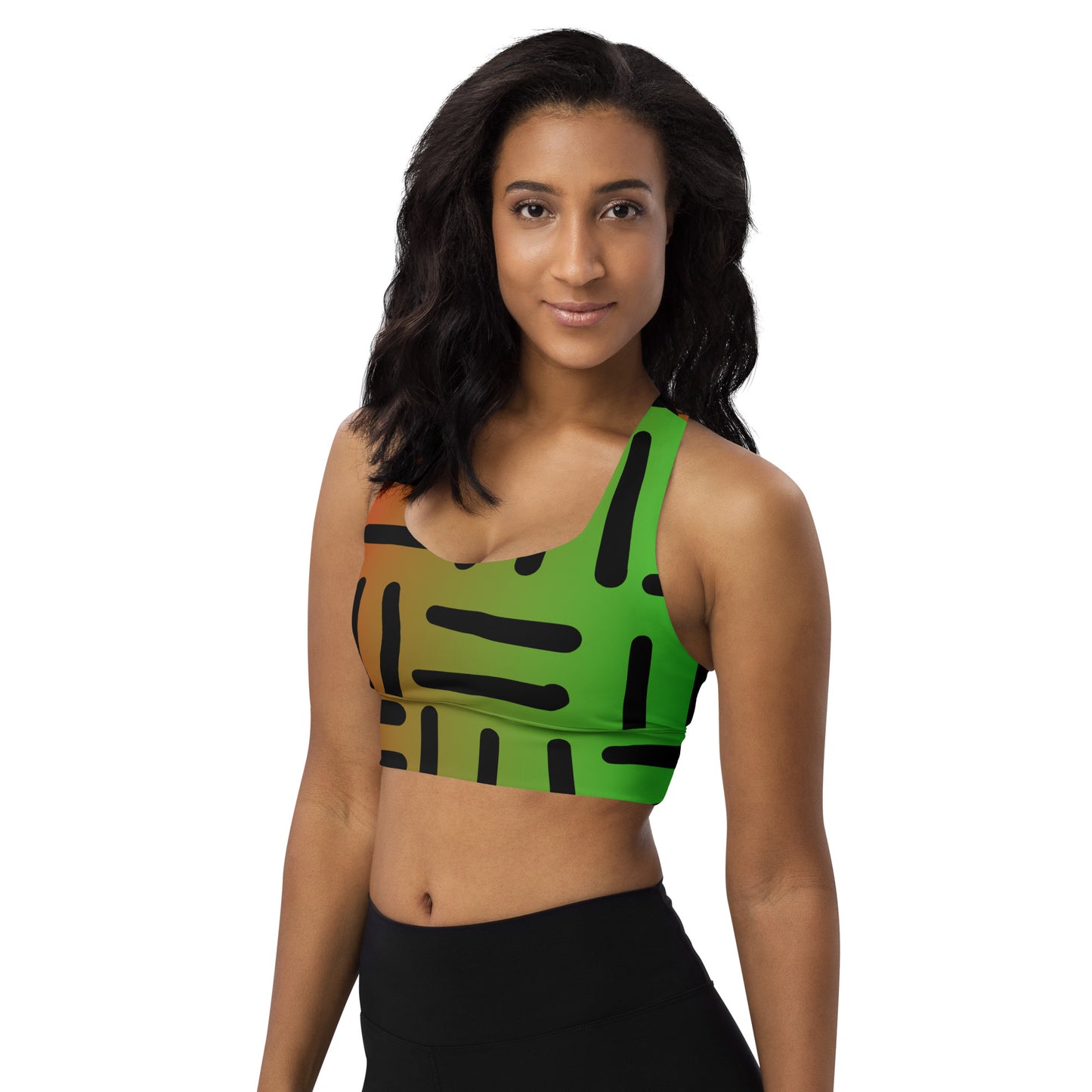 JUNETEENTH Bespoke Prints II - Black, Red, Green - Longline sports bra