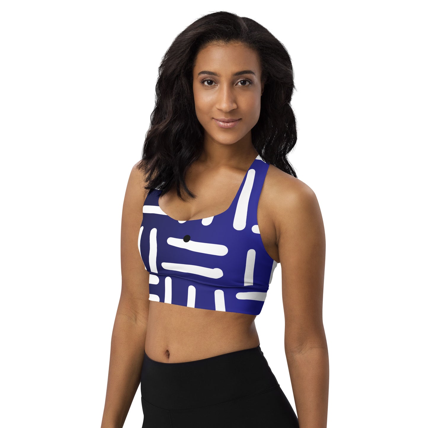 Bespoke Prints II - Blue and WhiteLongline sports bra