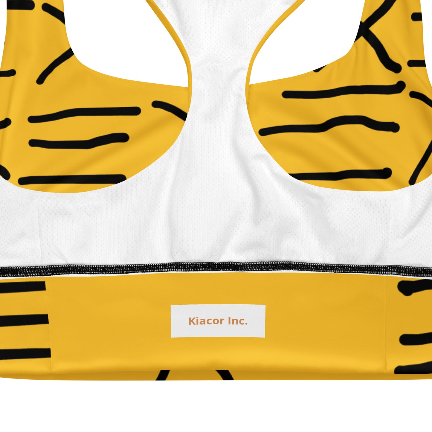 Mud Cloth Inspired Print - Yellow - Longline sports bra