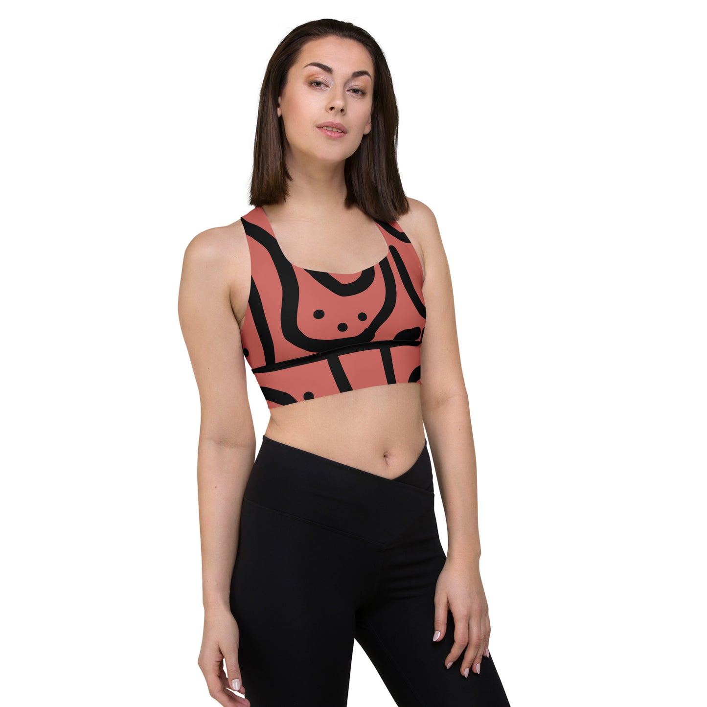 Bespoke Curvy Print - Rosy Pink - Longline sports bra