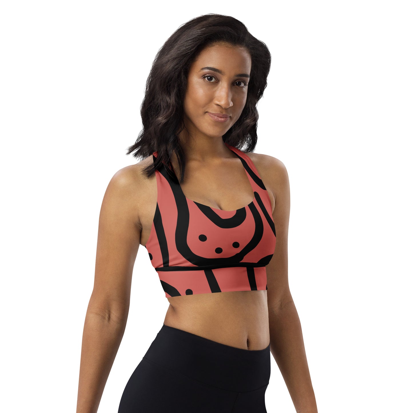 Bespoke Curvy Print - Rosy Pink - Longline sports bra