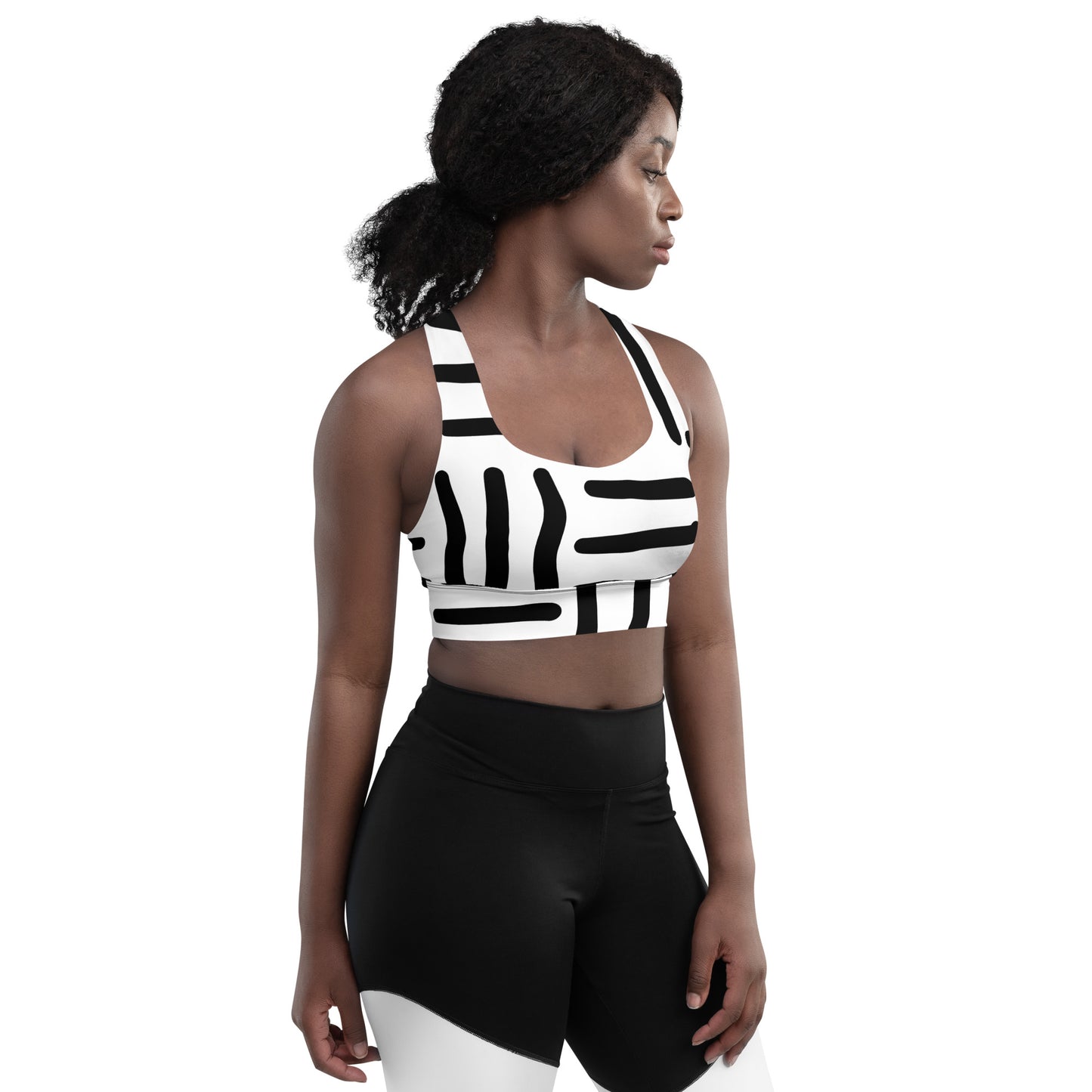 Bespoke Print ll - Black and White - Longline sports bra