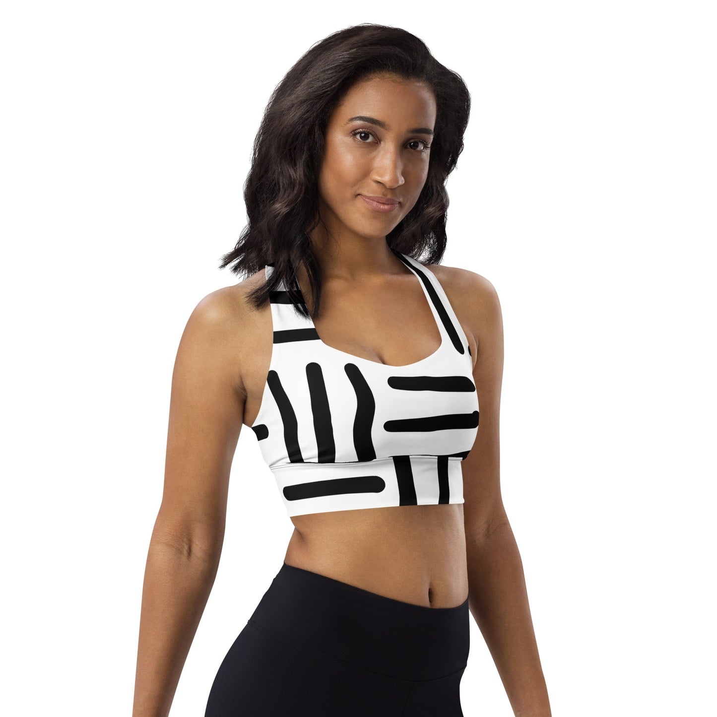 Bespoke Print ll - Black and White - Longline sports bra