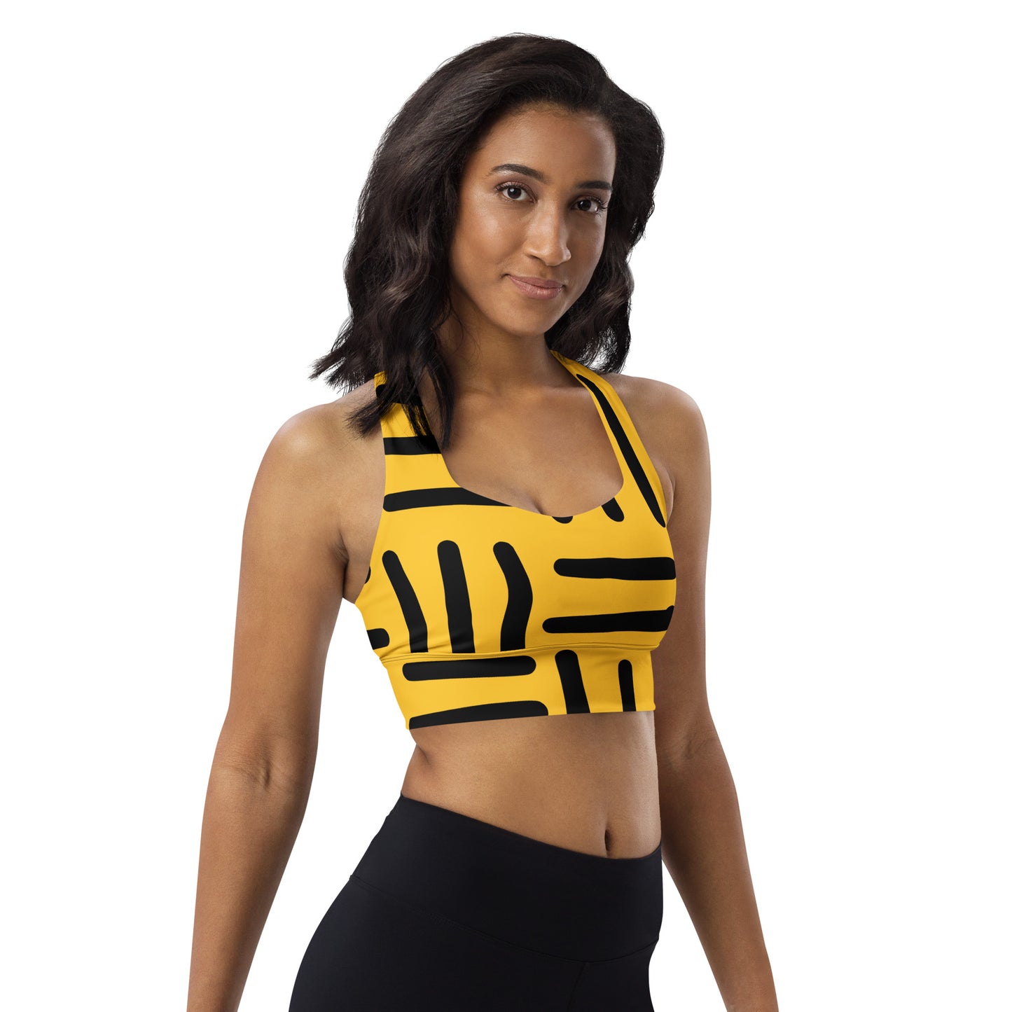 Bespoke Prints - Yellow and Black- Longline sports bra