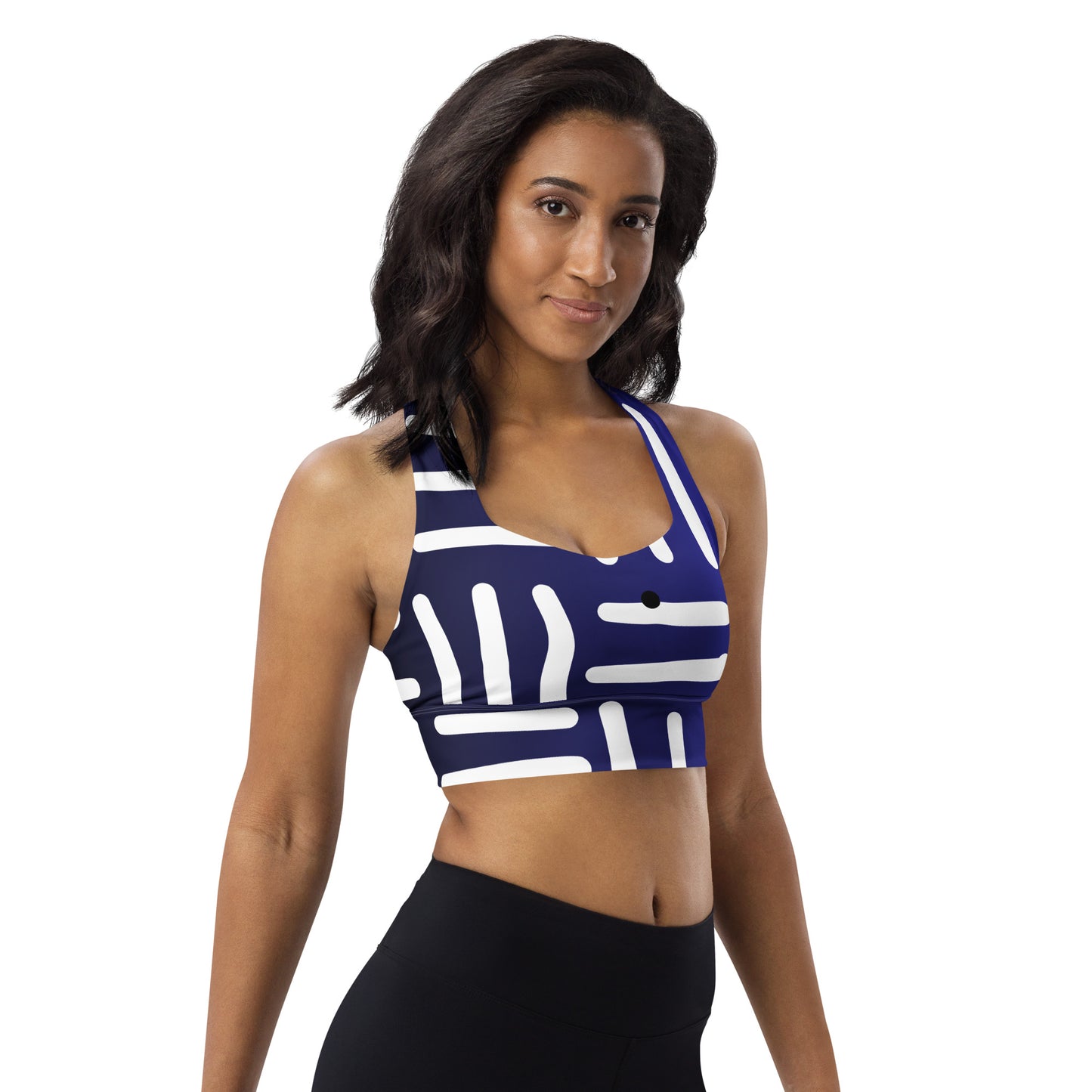 Bespoke Prints II - Blue and WhiteLongline sports bra