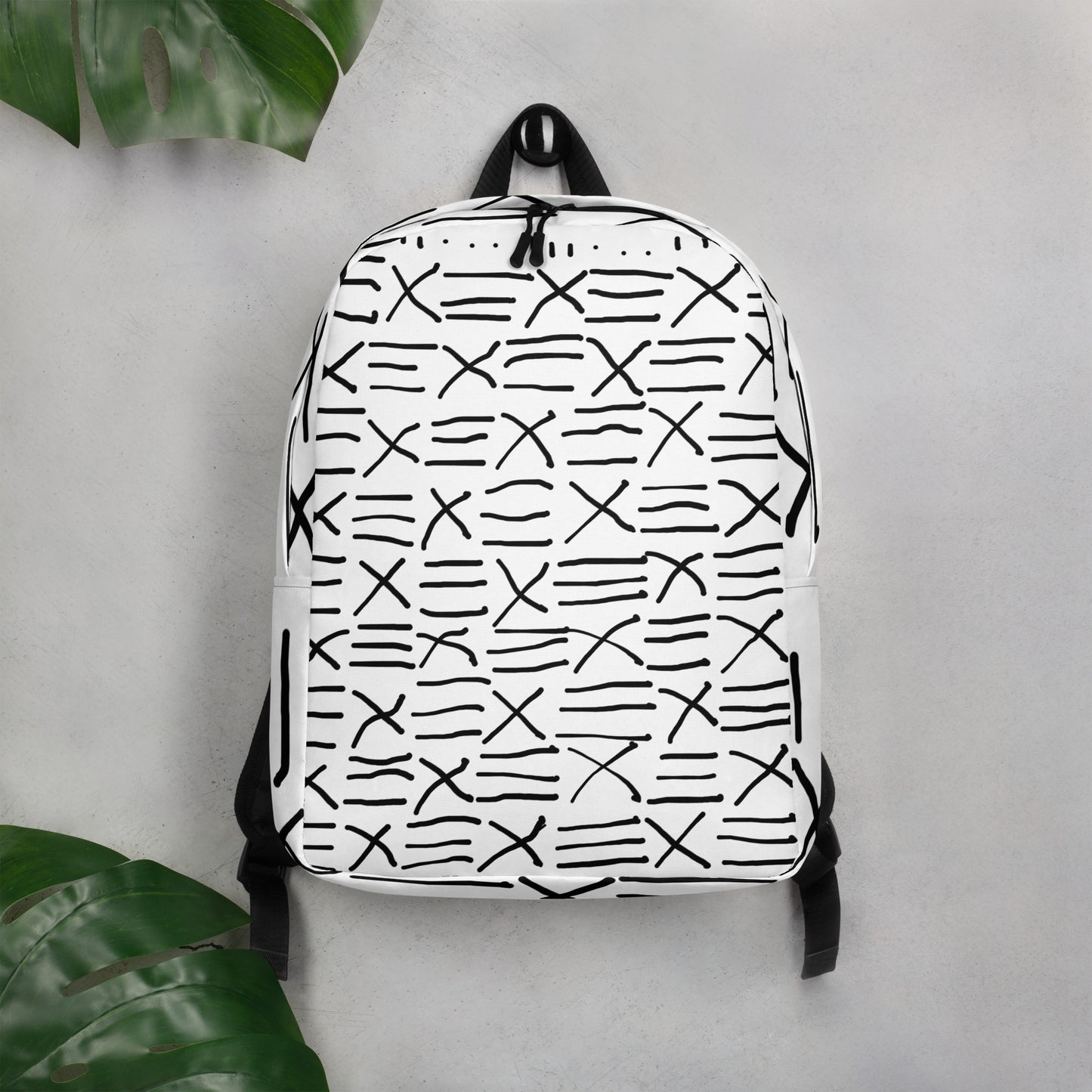 Mud Cloth Inspired Print - White and Black - Minimalist Backpack