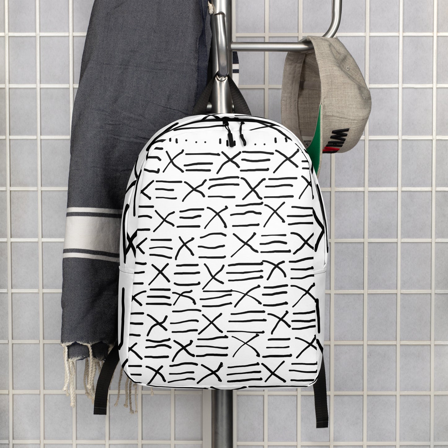 Mud Cloth Inspired Print - White and Black - Minimalist Backpack