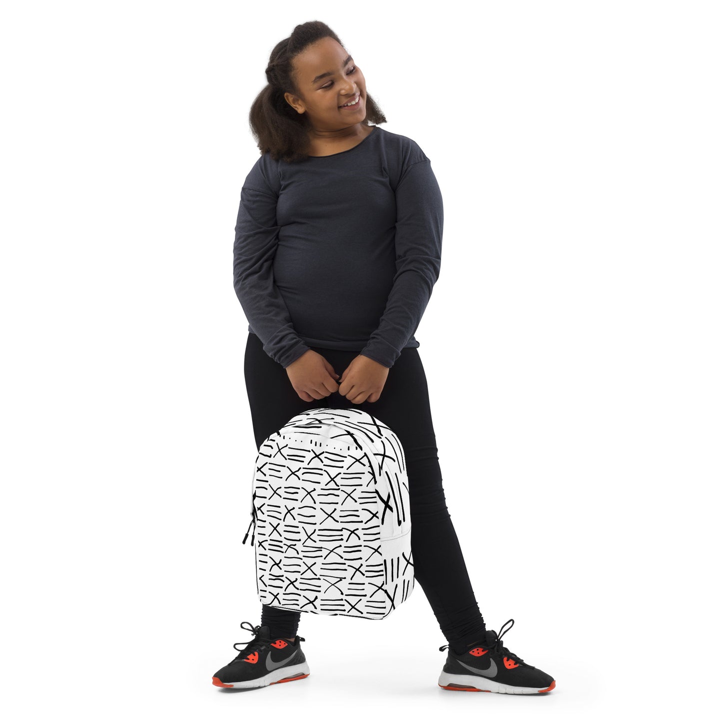 Mud Cloth Inspired Print - White and Black - Minimalist Backpack