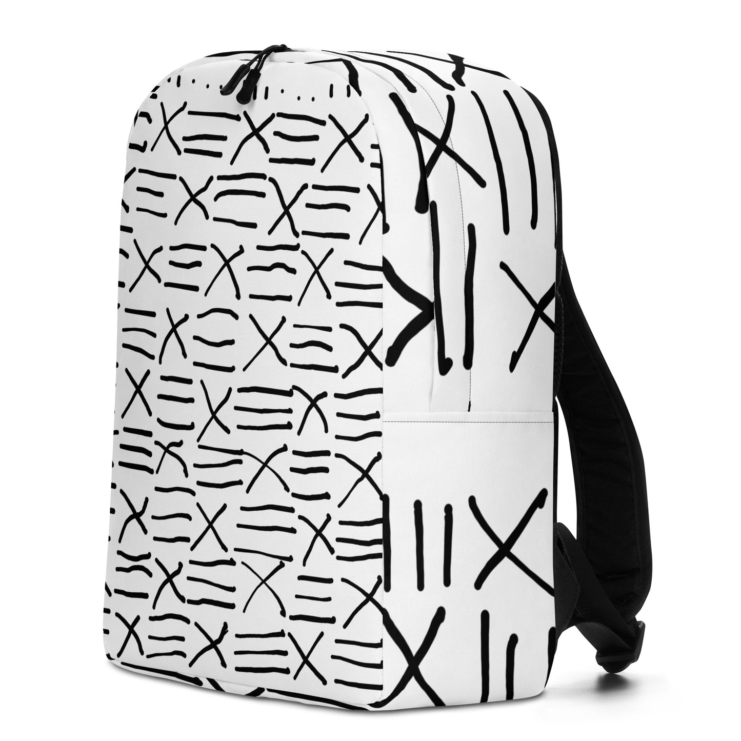 Mud Cloth Inspired Print - White and Black - Minimalist Backpack