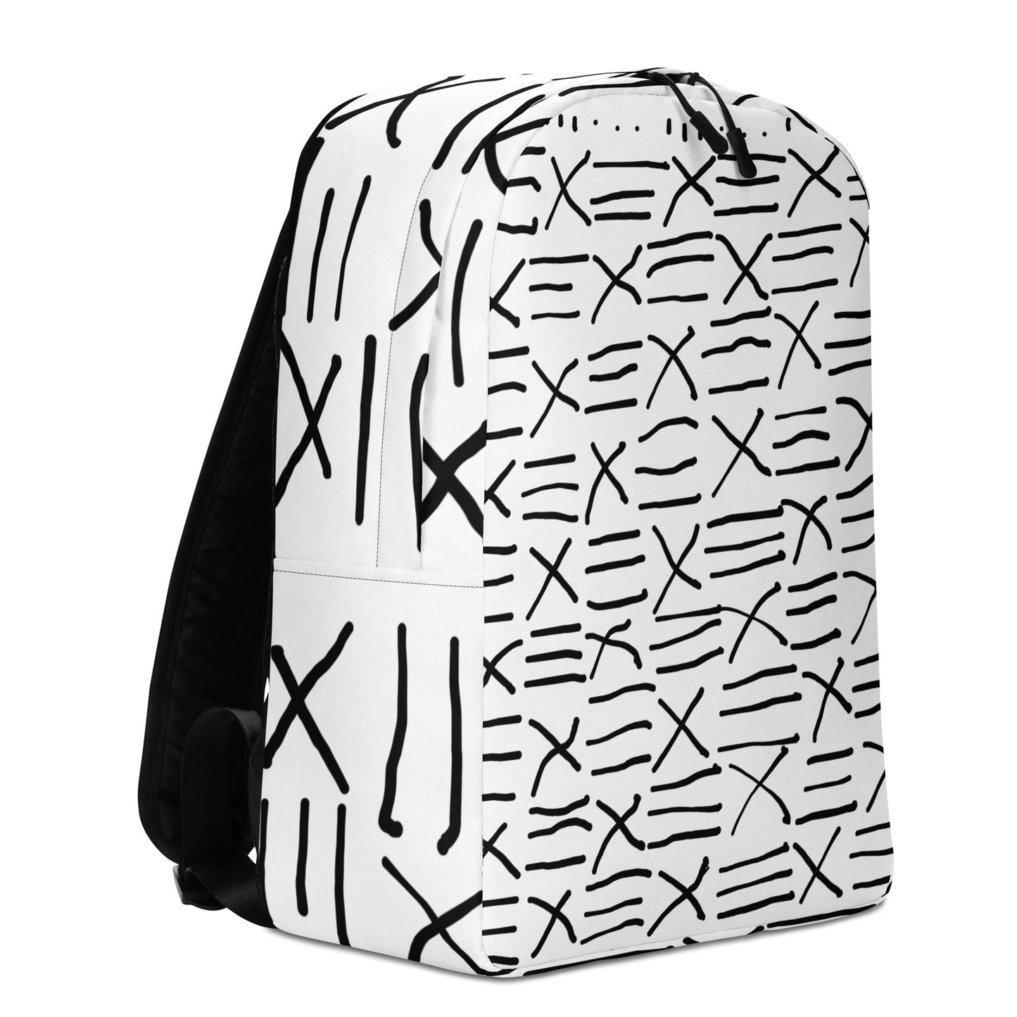 Mud Cloth Inspired Print - White and Black - Minimalist Backpack