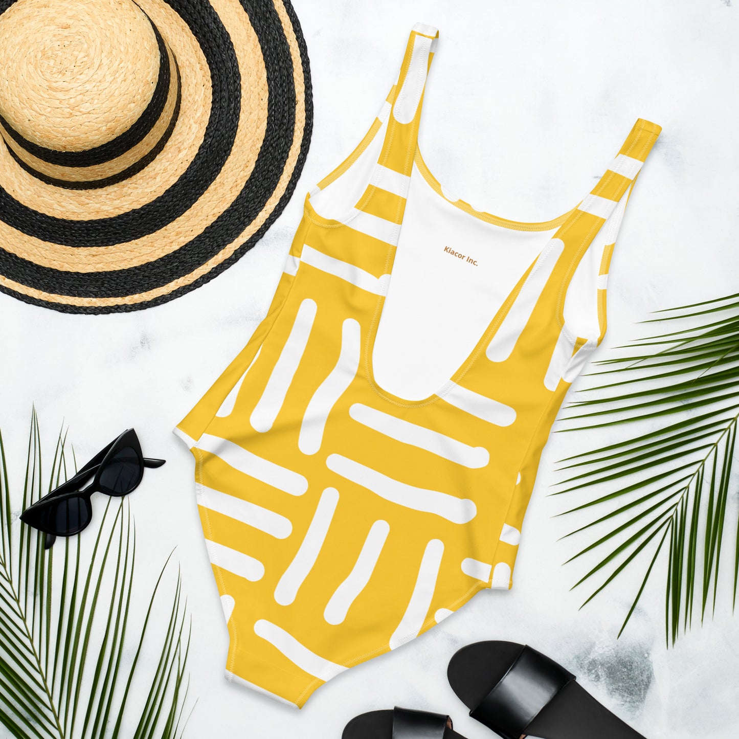 Bespoke Print II - Yellow and White - One-Piece Swimsuit