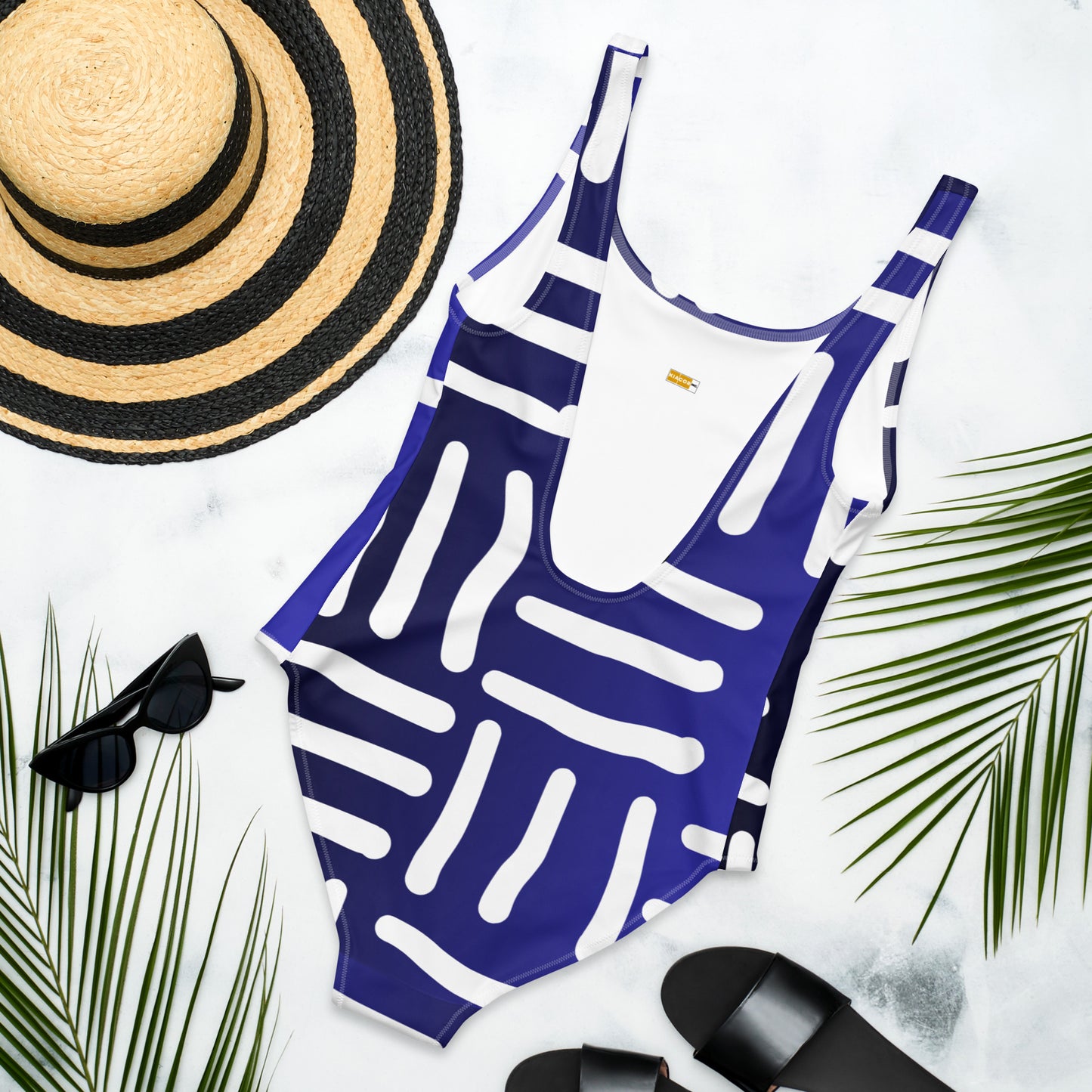 Bespoke Print II - Ombre Blue and White - One-Piece Swimsuit