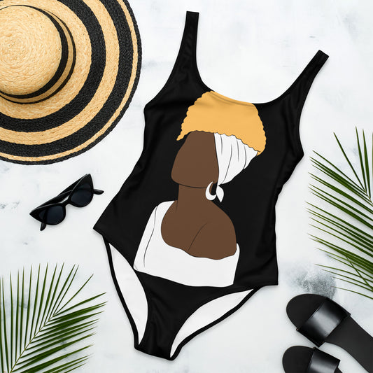 Bronze Lady - Black and White - One-Piece Swimsuit