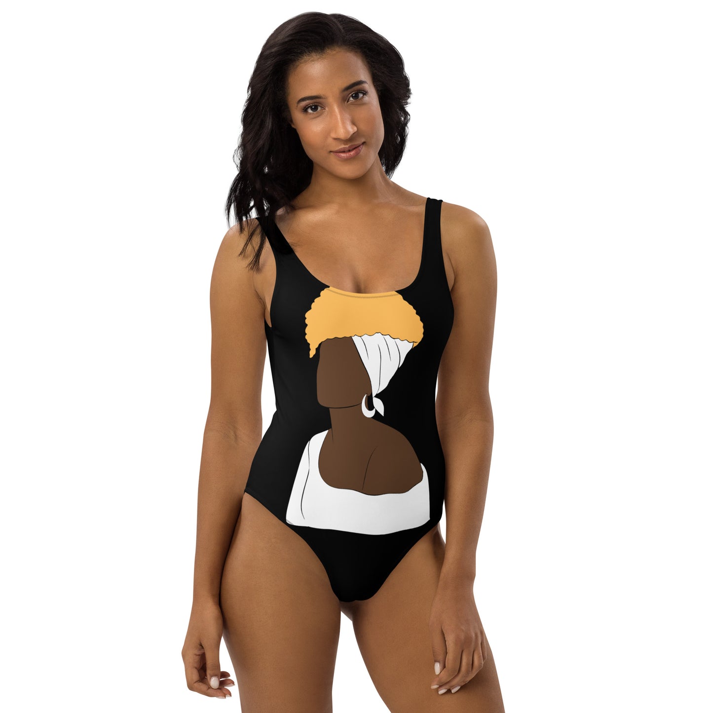 Bronze Lady - Black and White - One-Piece Swimsuit