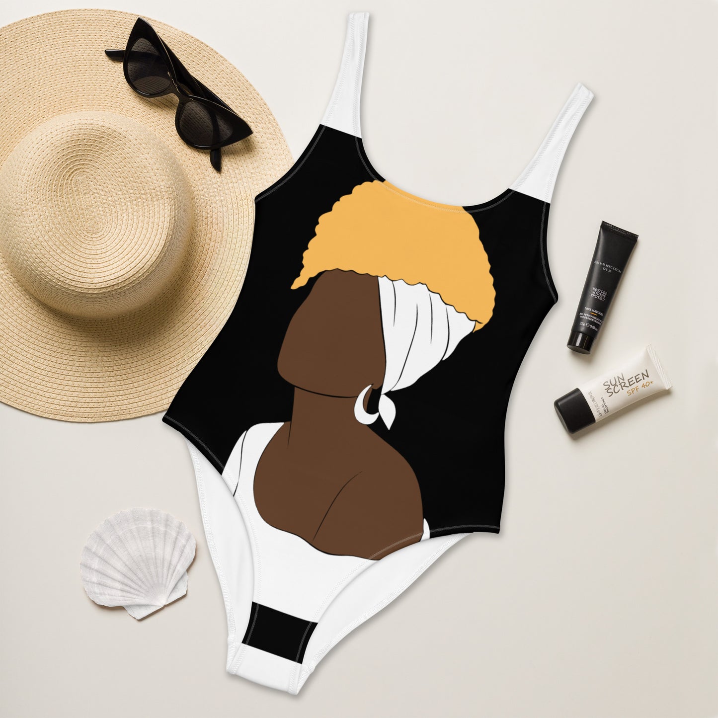 Bronze Lady - White - One-Piece Swimsuit