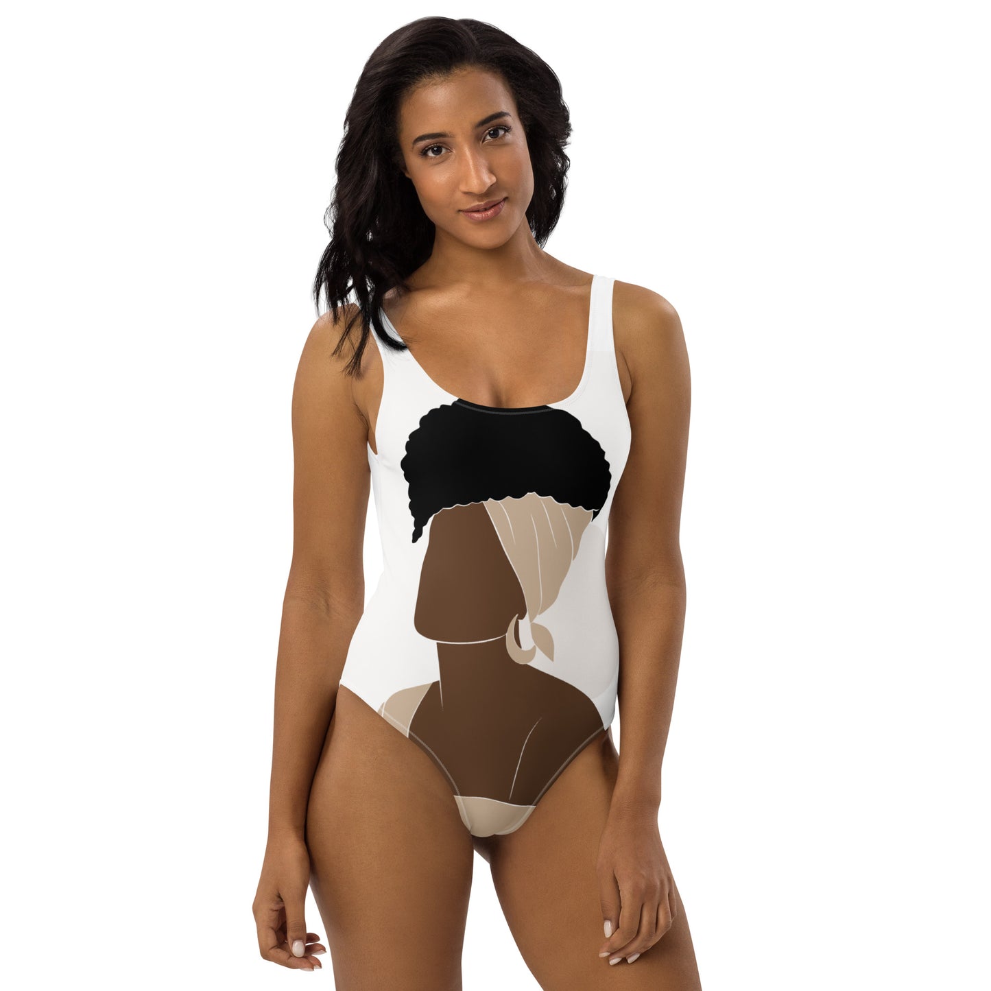 Bronze Lady - Tan and White - One-Piece Swimsuit