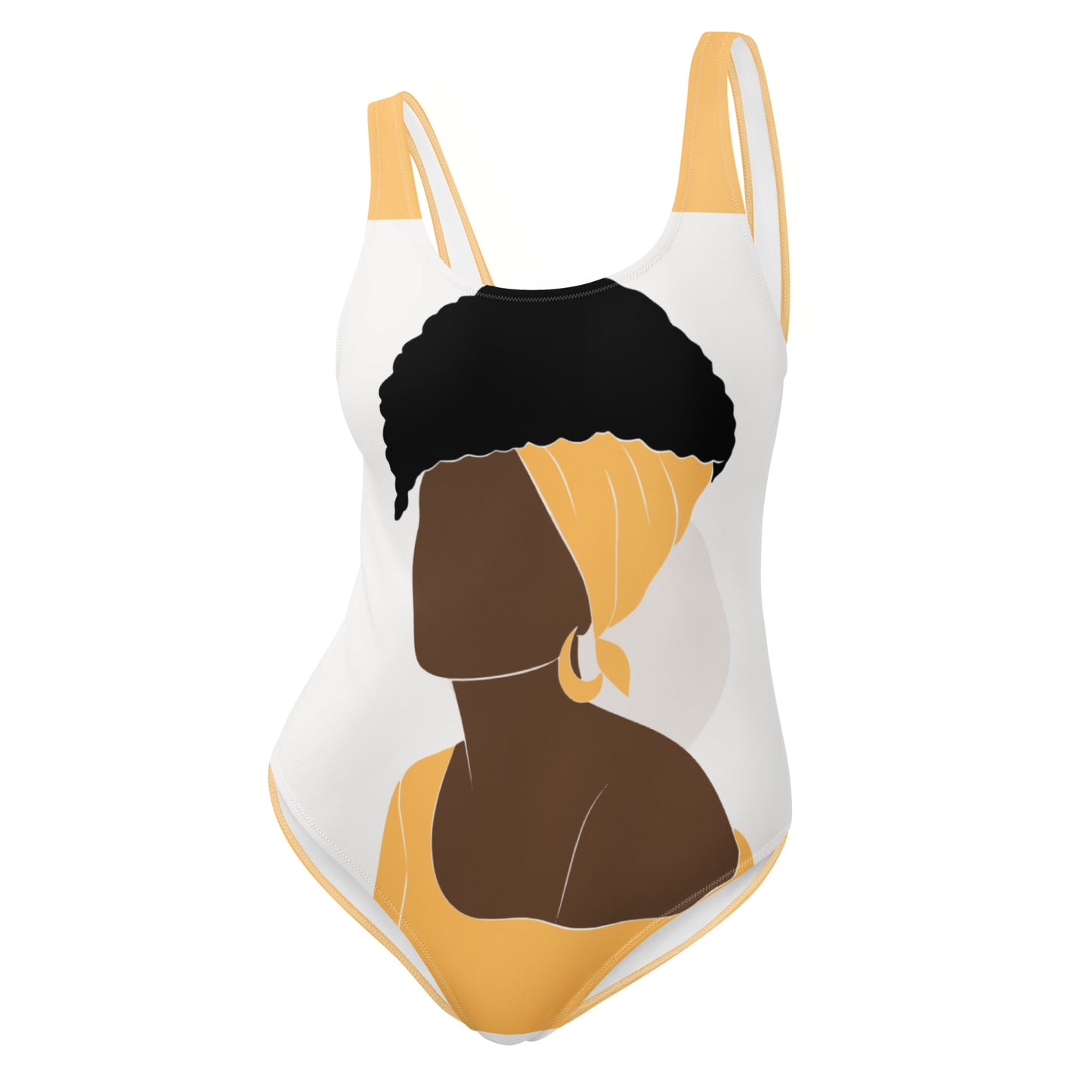 Bronze Lady - Yellow and White - One-Piece Swimsuit