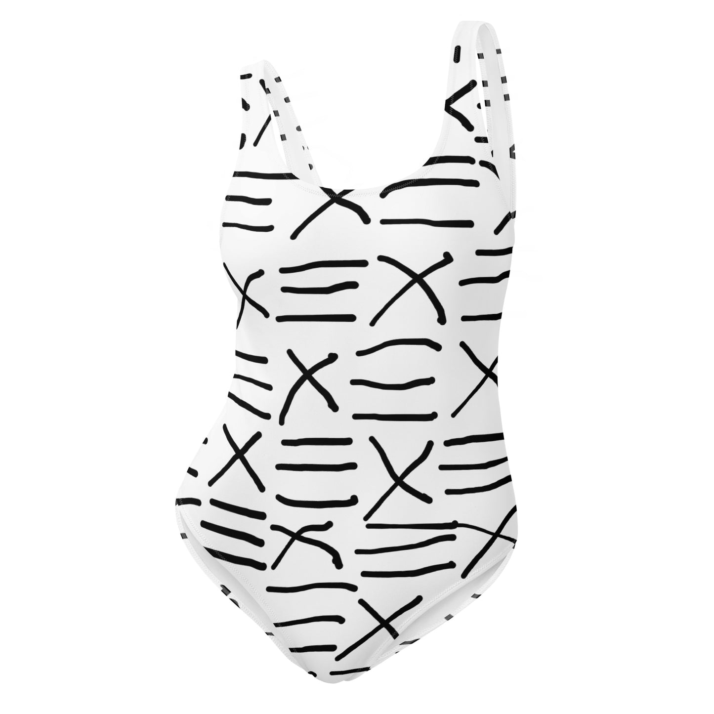 Mud Cloth Inspired Print  -One-Piece Swimsuit