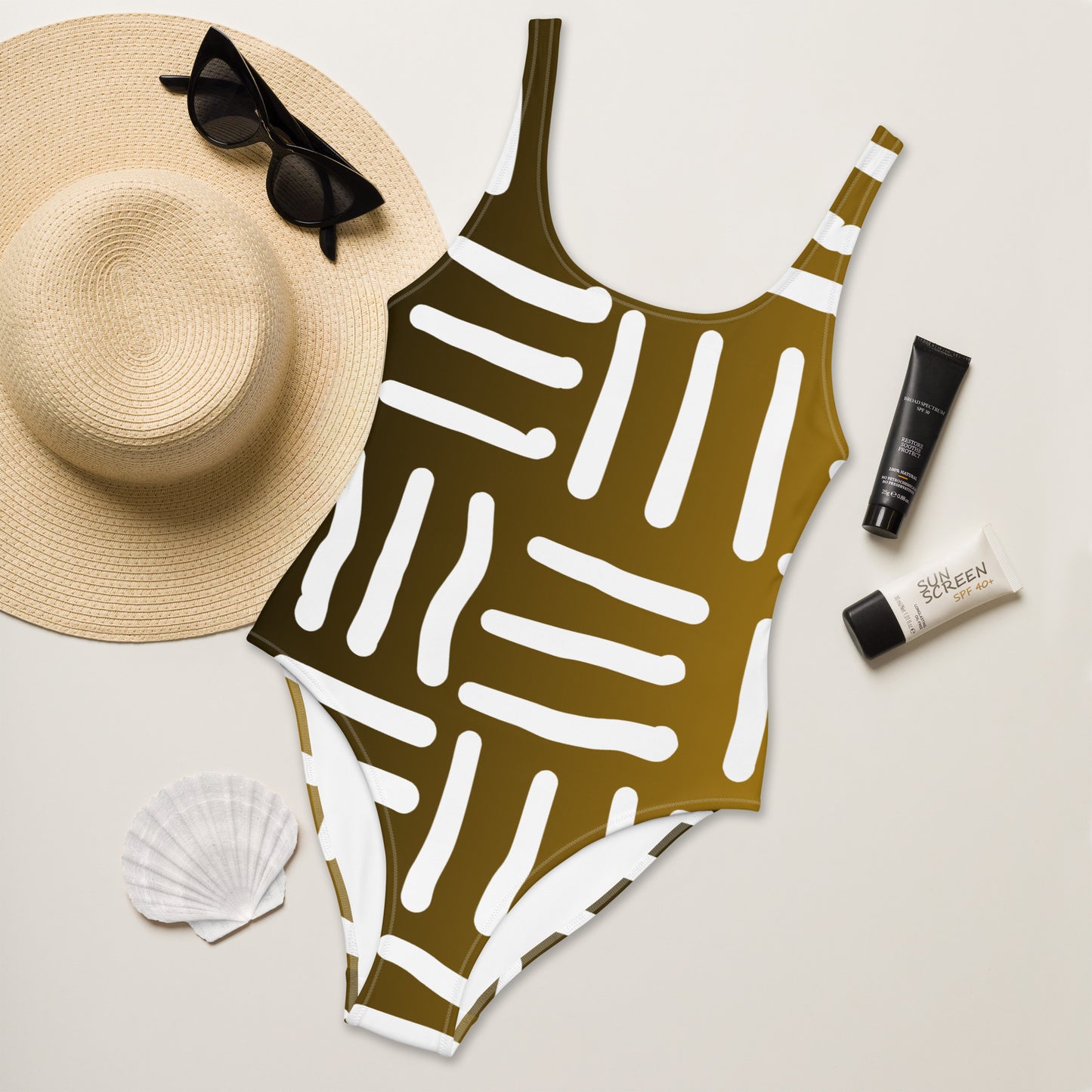 Bespoke Print II - Bronze and Gold - One-Piece Swimsuit