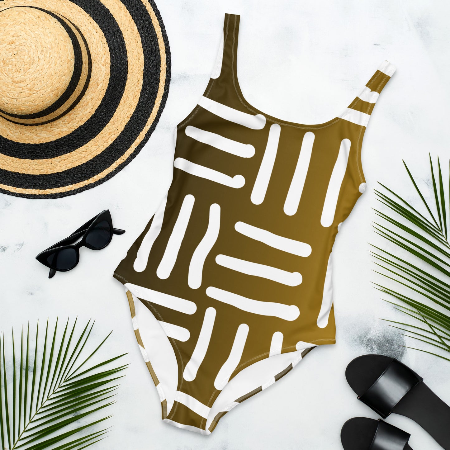 Bespoke Print II - Bronze and Gold - One-Piece Swimsuit