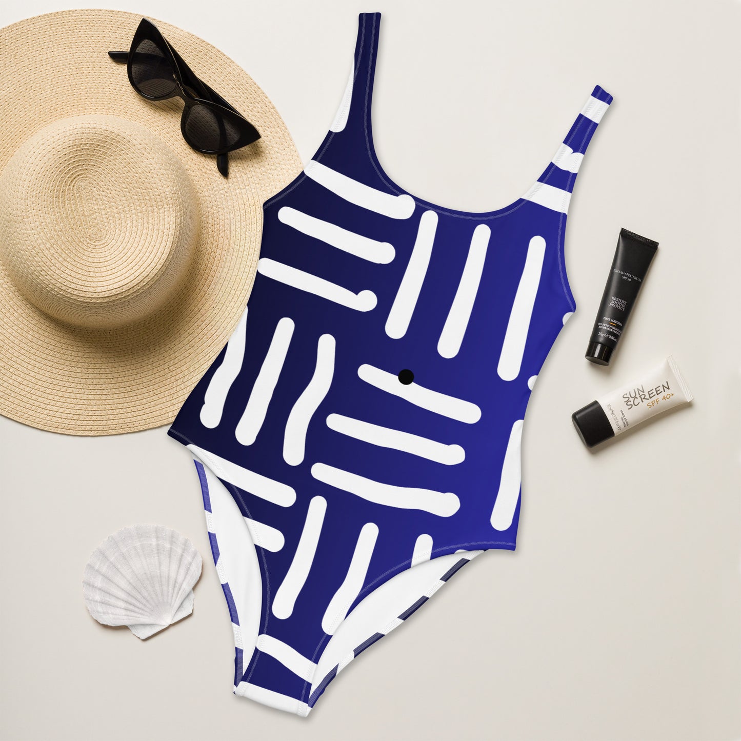 Bespoke Print II - Ombre Blue and White - One-Piece Swimsuit