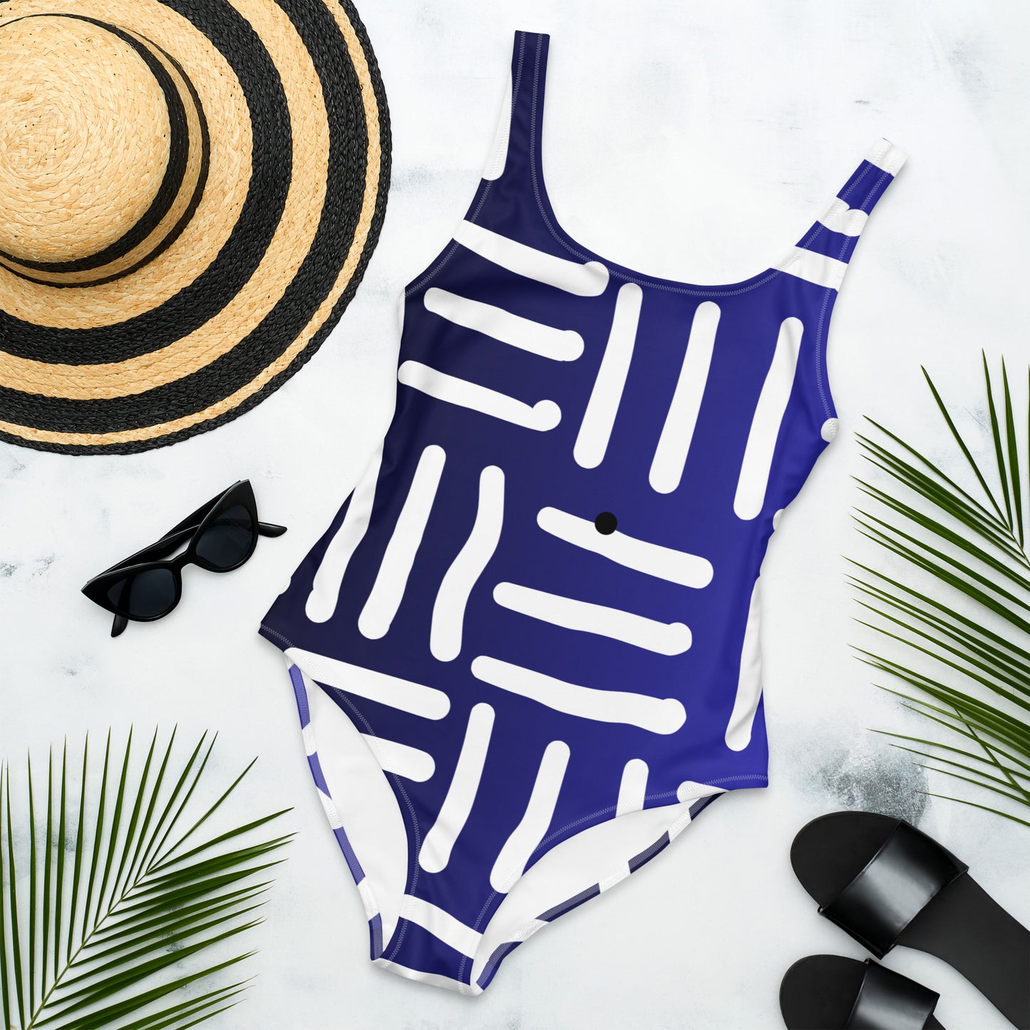 Bespoke Print II - Ombre Blue and White - One-Piece Swimsuit