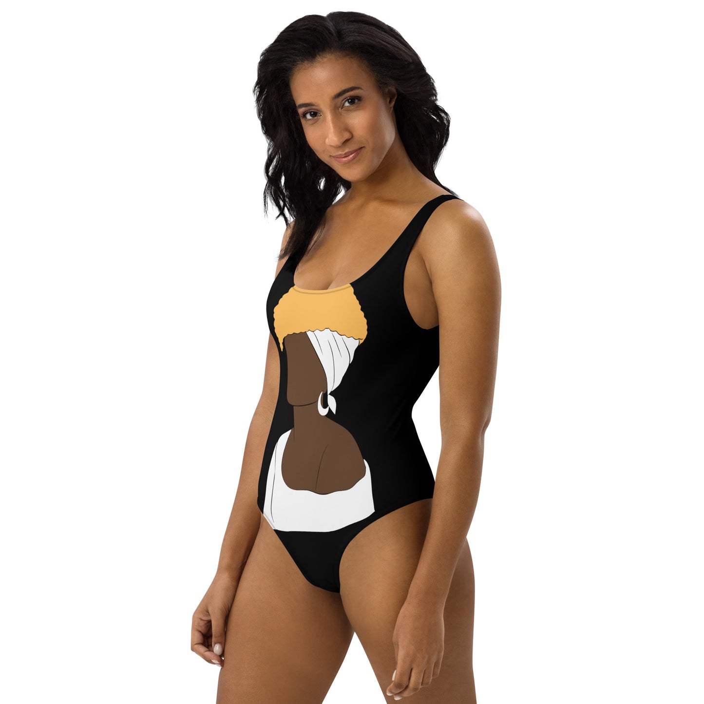 Bronze Lady - Black and White - One-Piece Swimsuit