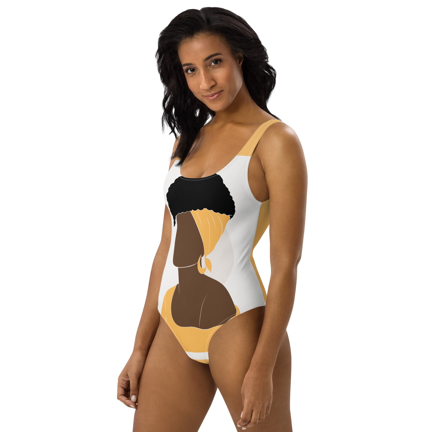 Bronze Lady - Yellow and White - One-Piece Swimsuit