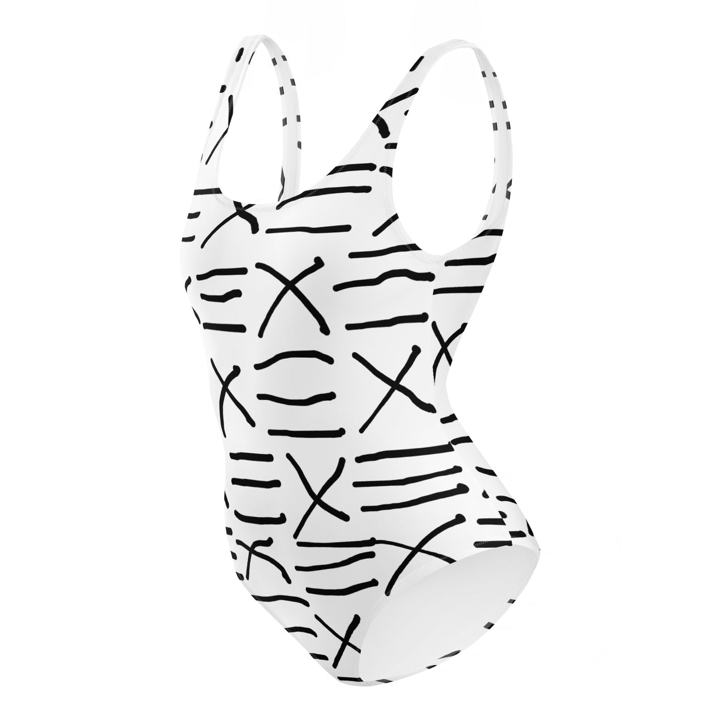 Mud Cloth Inspired Print  -One-Piece Swimsuit