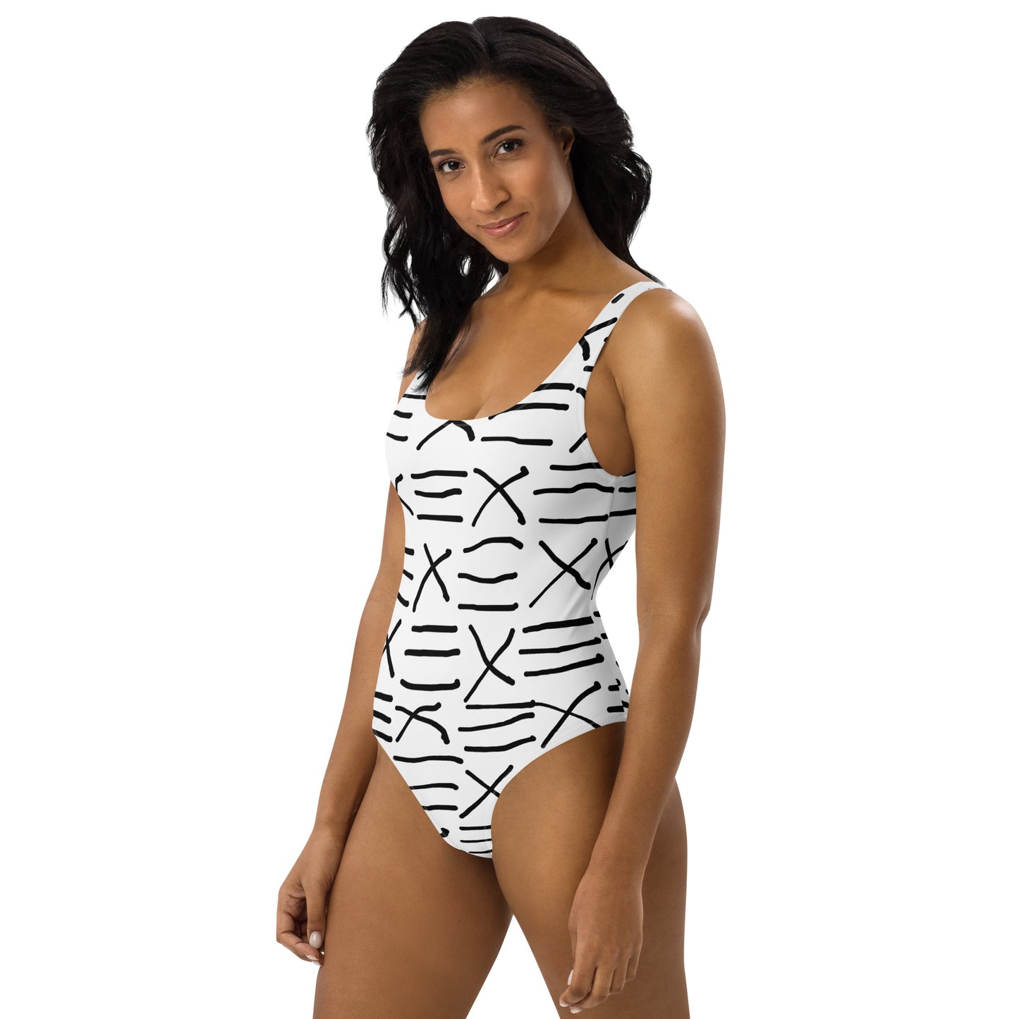 Mud Cloth Inspired Print  -One-Piece Swimsuit