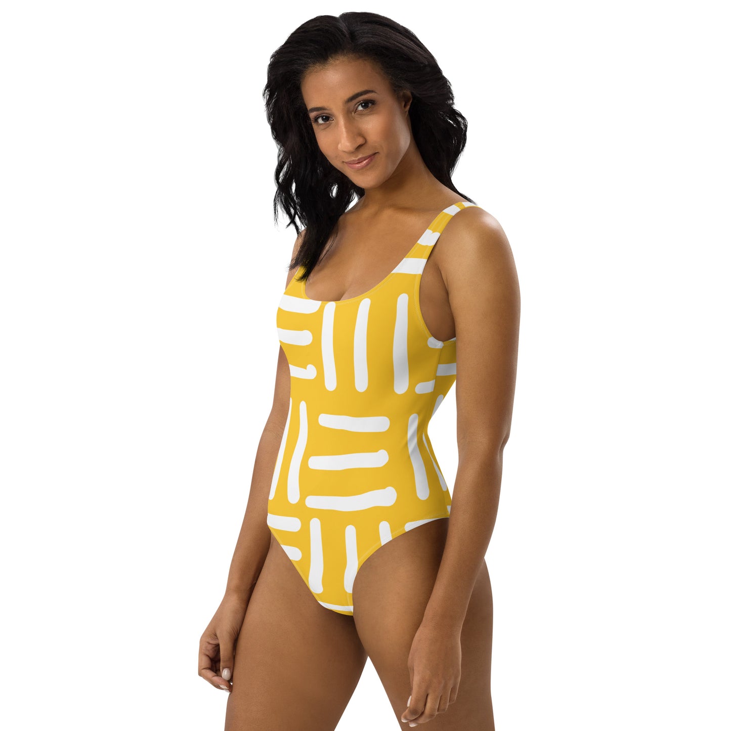 Bespoke Print II - Yellow and White - One-Piece Swimsuit