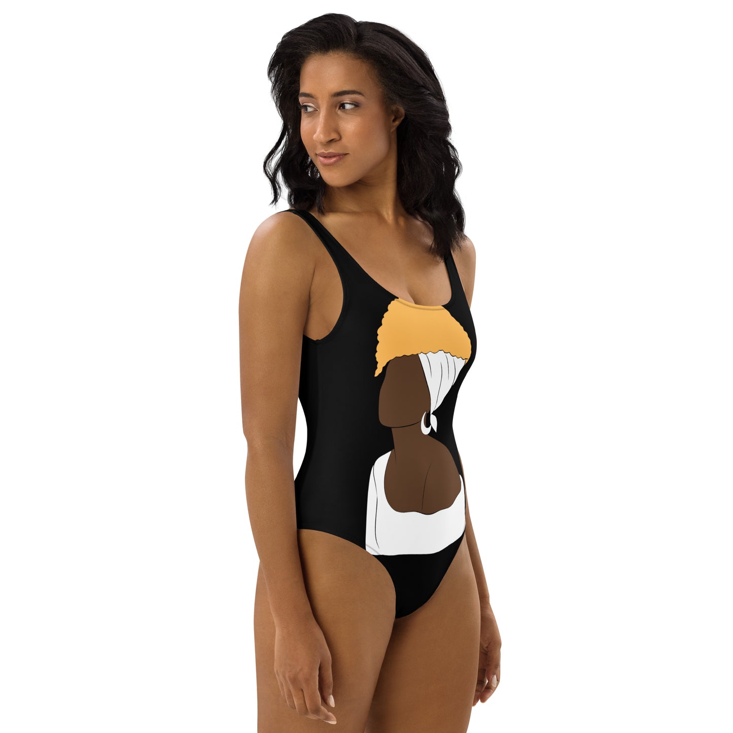 Bronze Lady - Black and White - One-Piece Swimsuit