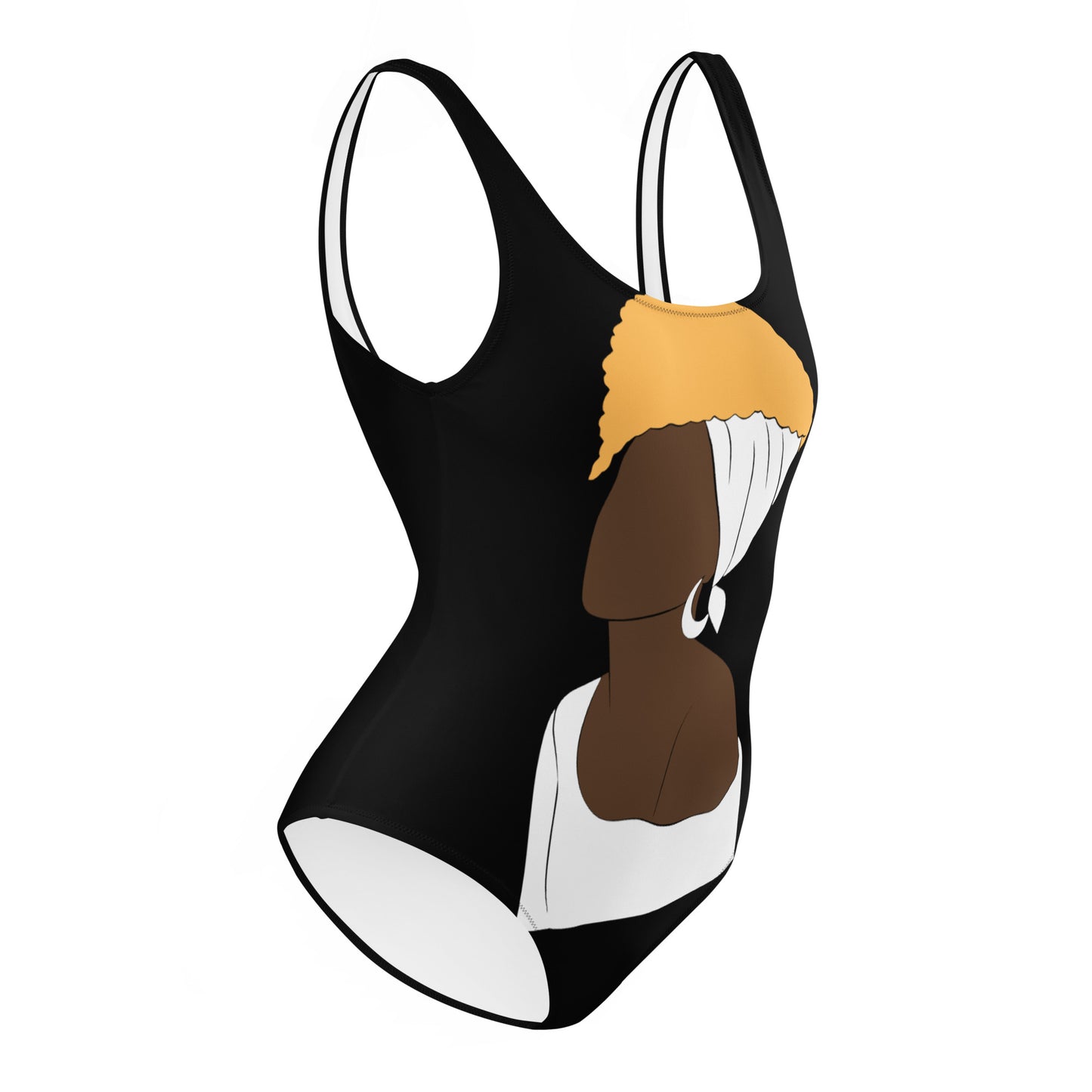 Bronze Lady - Black and White - One-Piece Swimsuit