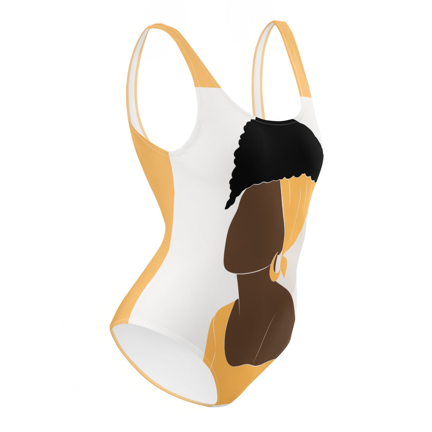 Bronze Lady - Yellow and White - One-Piece Swimsuit