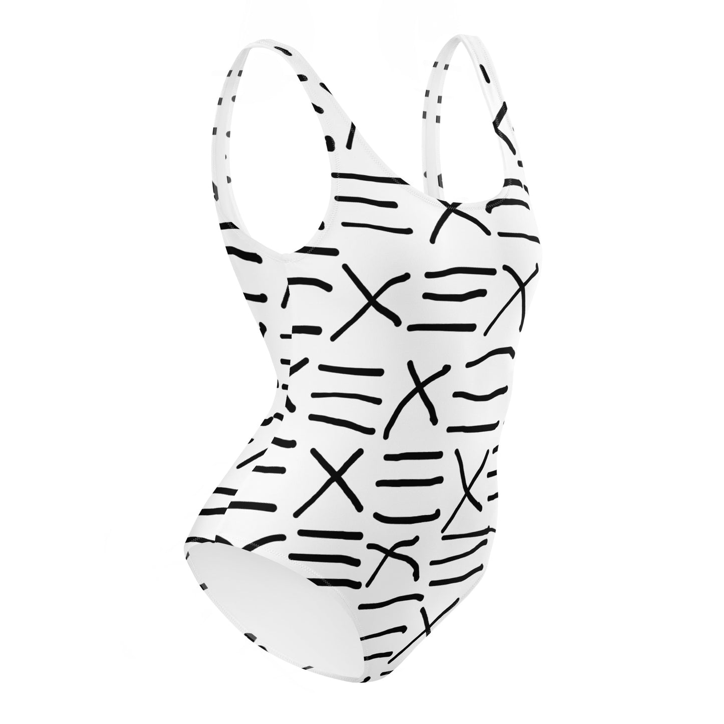 Mud Cloth Inspired Print  -One-Piece Swimsuit