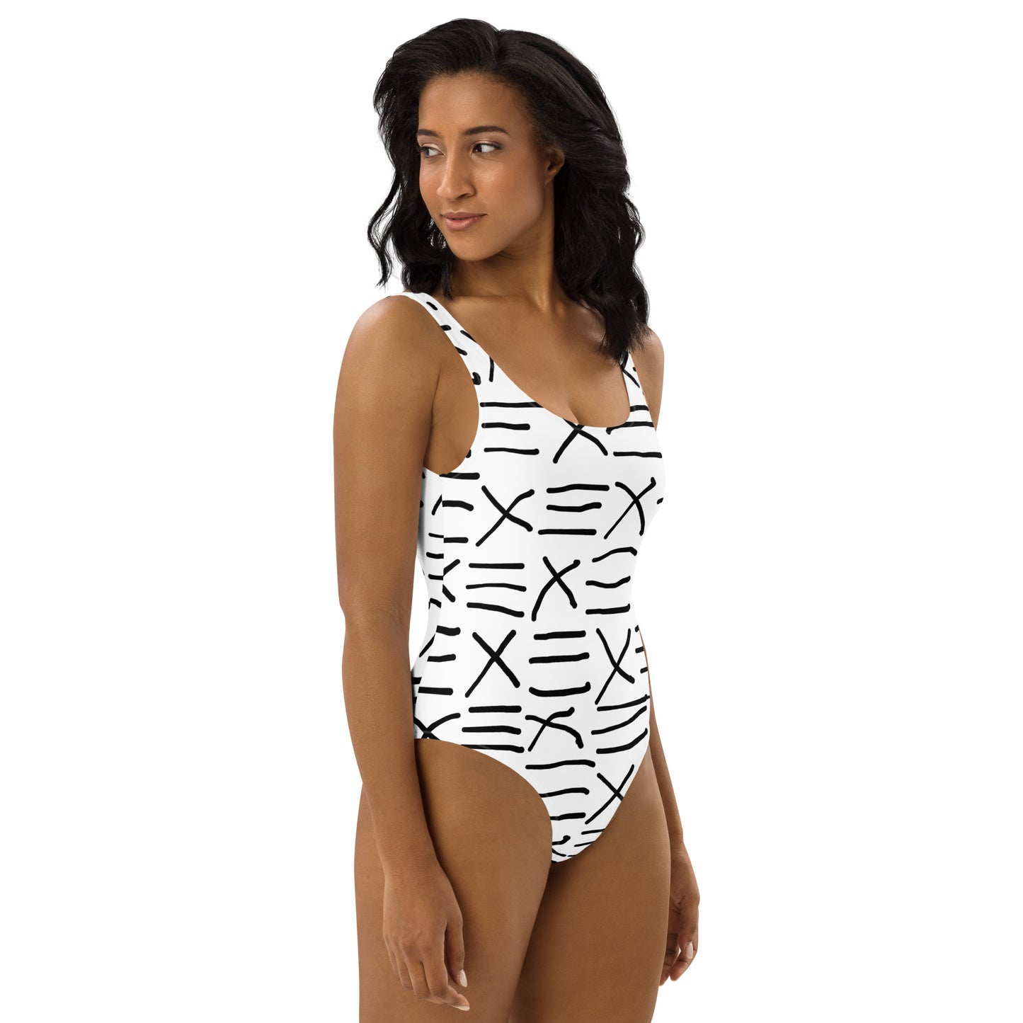 Mud Cloth Inspired Print  -One-Piece Swimsuit