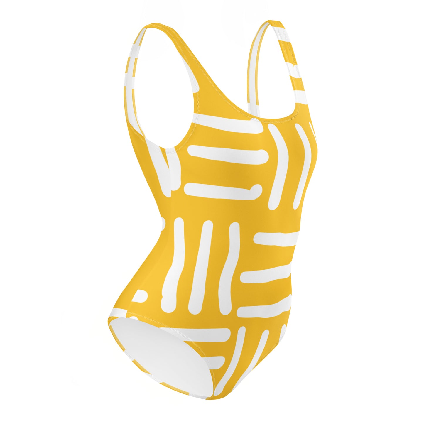 Bespoke Print II - Yellow and White - One-Piece Swimsuit