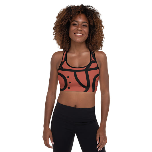 Curvy Print  - Hot  Pink - Padded Sports Bra