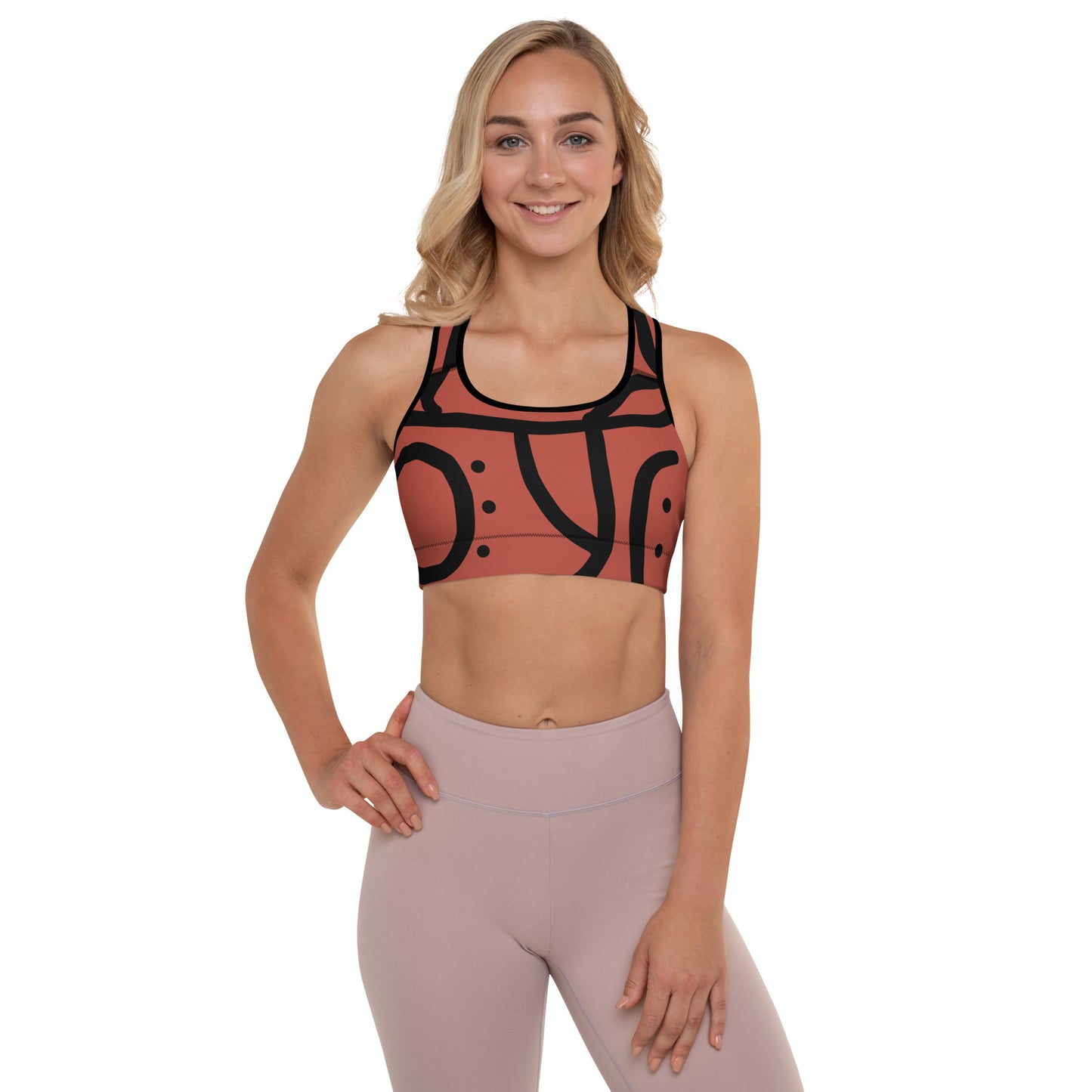 Curvy Print  - Hot  Pink - Padded Sports Bra