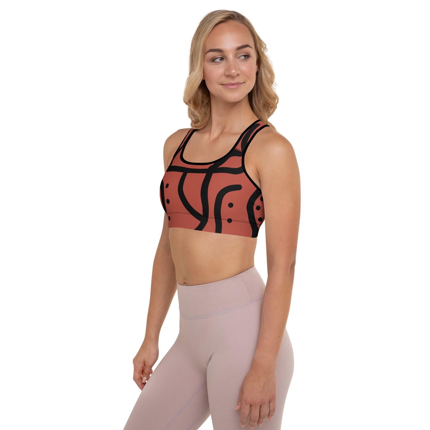 Curvy Print  - Hot  Pink - Padded Sports Bra