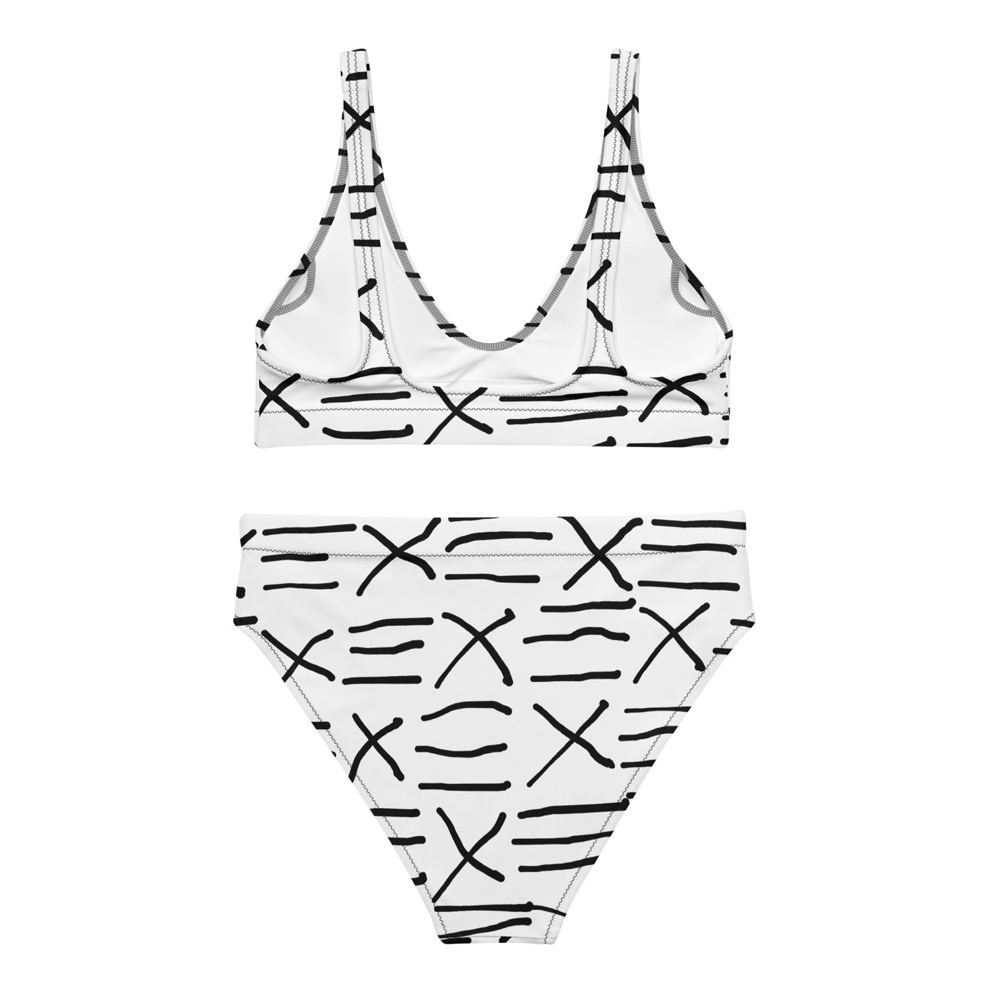 Mud Cloth Inspired Print - Recycled high-waisted bikini