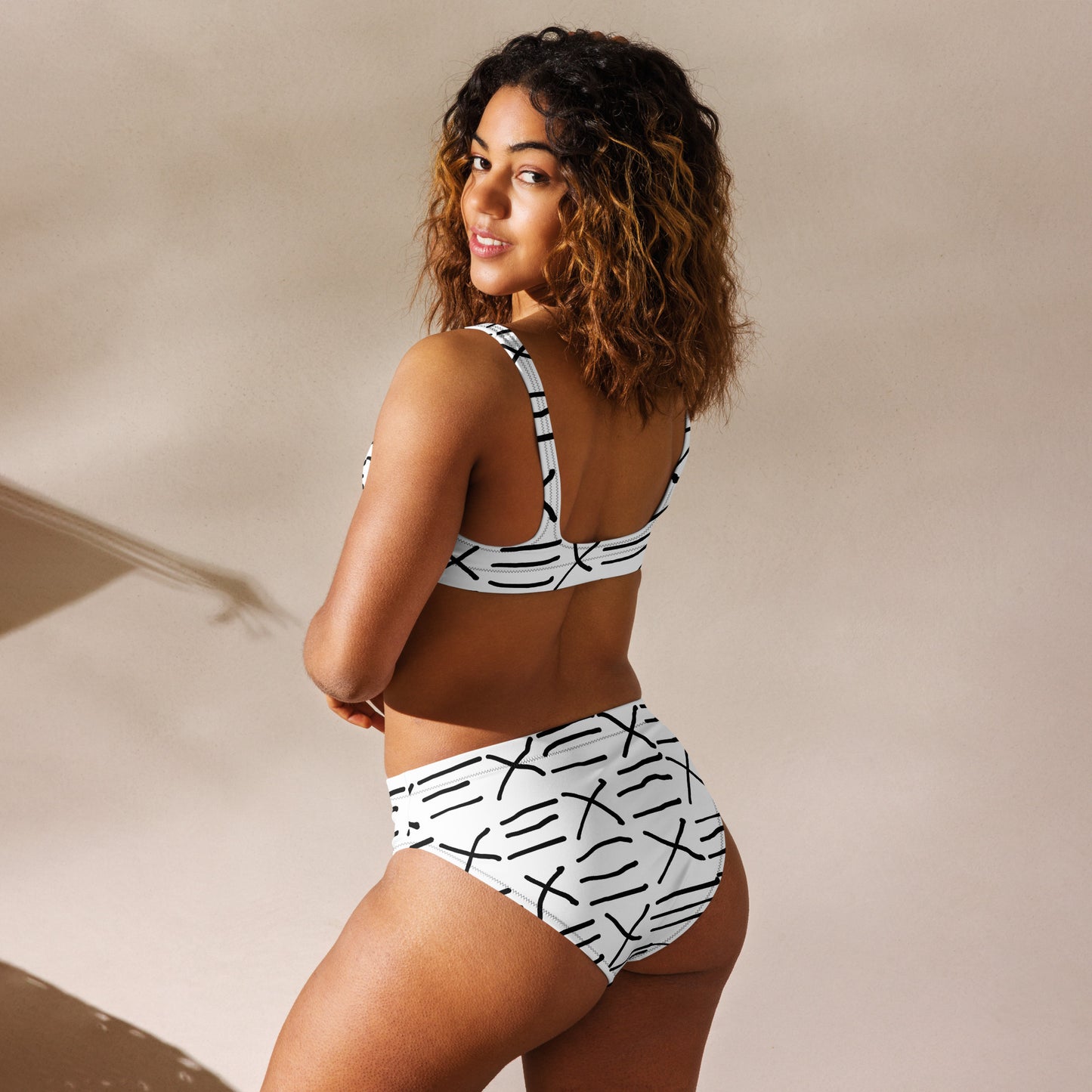 Mud Cloth Inspired Print - Recycled high-waisted bikini