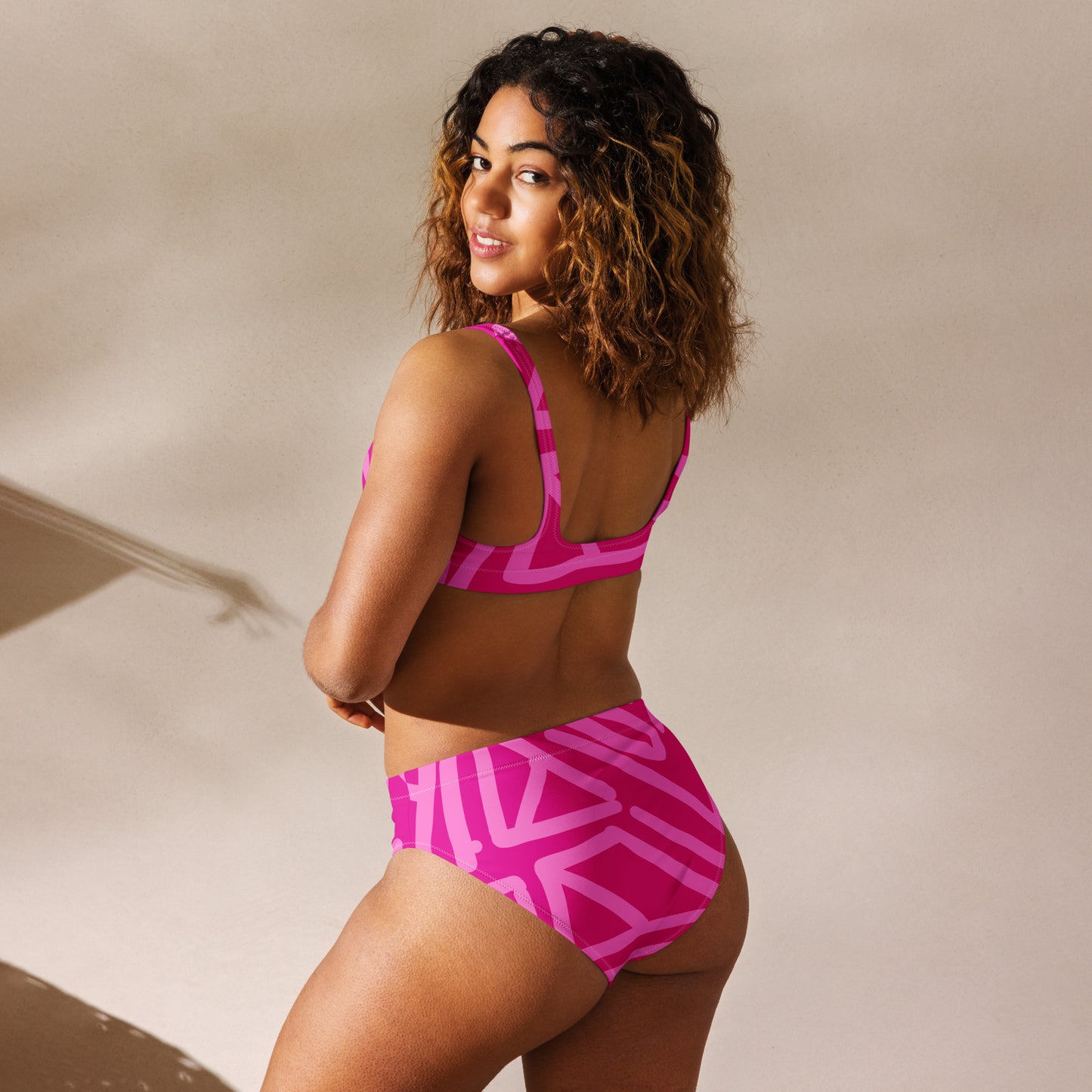 Bespoke Print III - Fucsia and Pink - Recycled high-waisted bikini