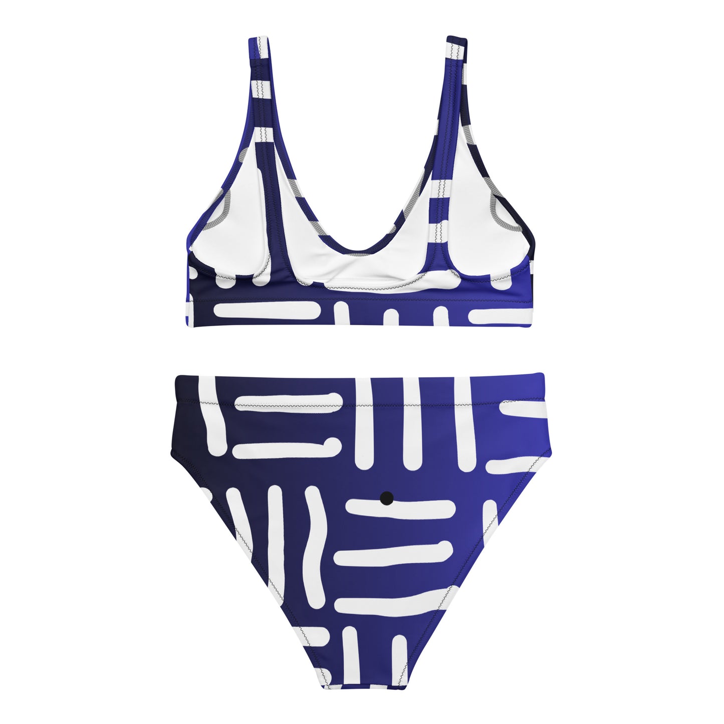 Mud Cloth Inspired Print - Blue -  Recycled high-waisted bikini