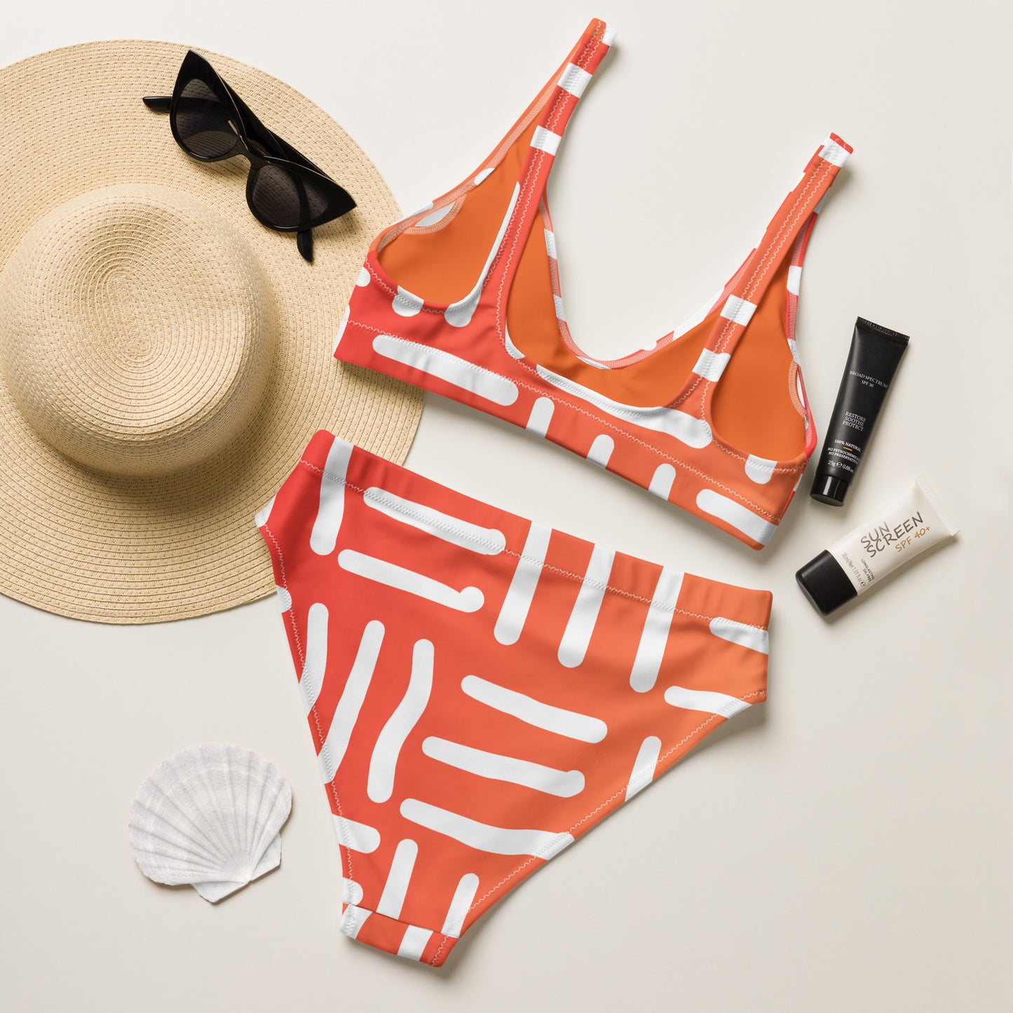 Bespoke Print II - Orangesicle - Recycled high-waisted bikini